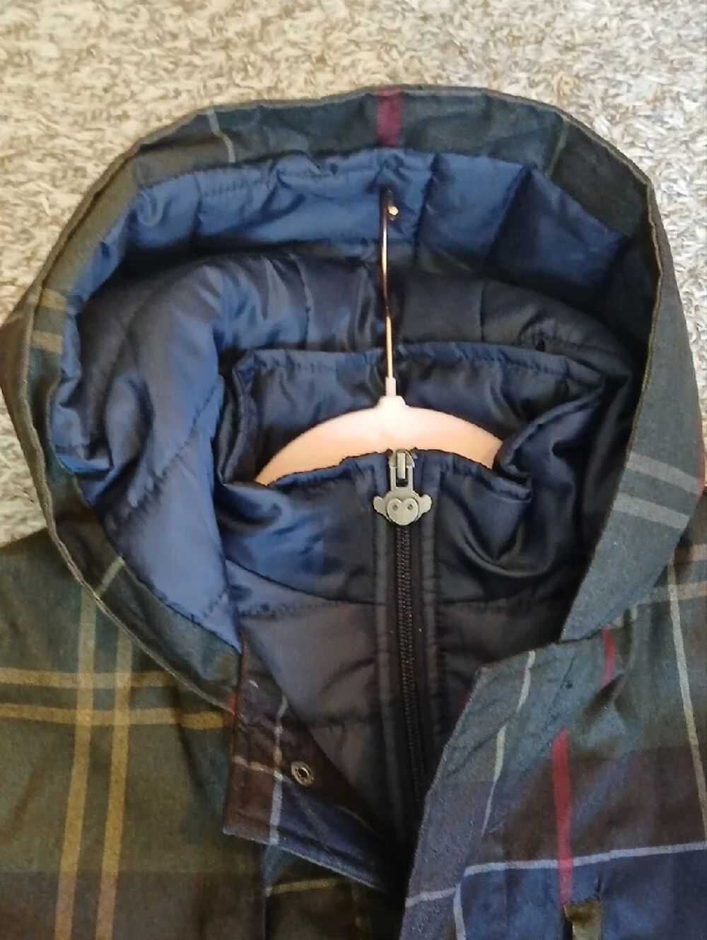 Appaman Plaid Quilted Pea Coat in Green and Navy with Red Accents Sx 14